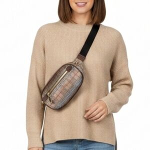 Brown Plaid Waist Bag, belt bag, fannypack, chest bag